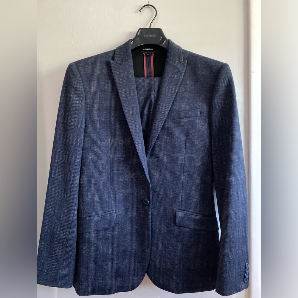 Express Blue Sport Coat with Notched Lapels and Slim Fit